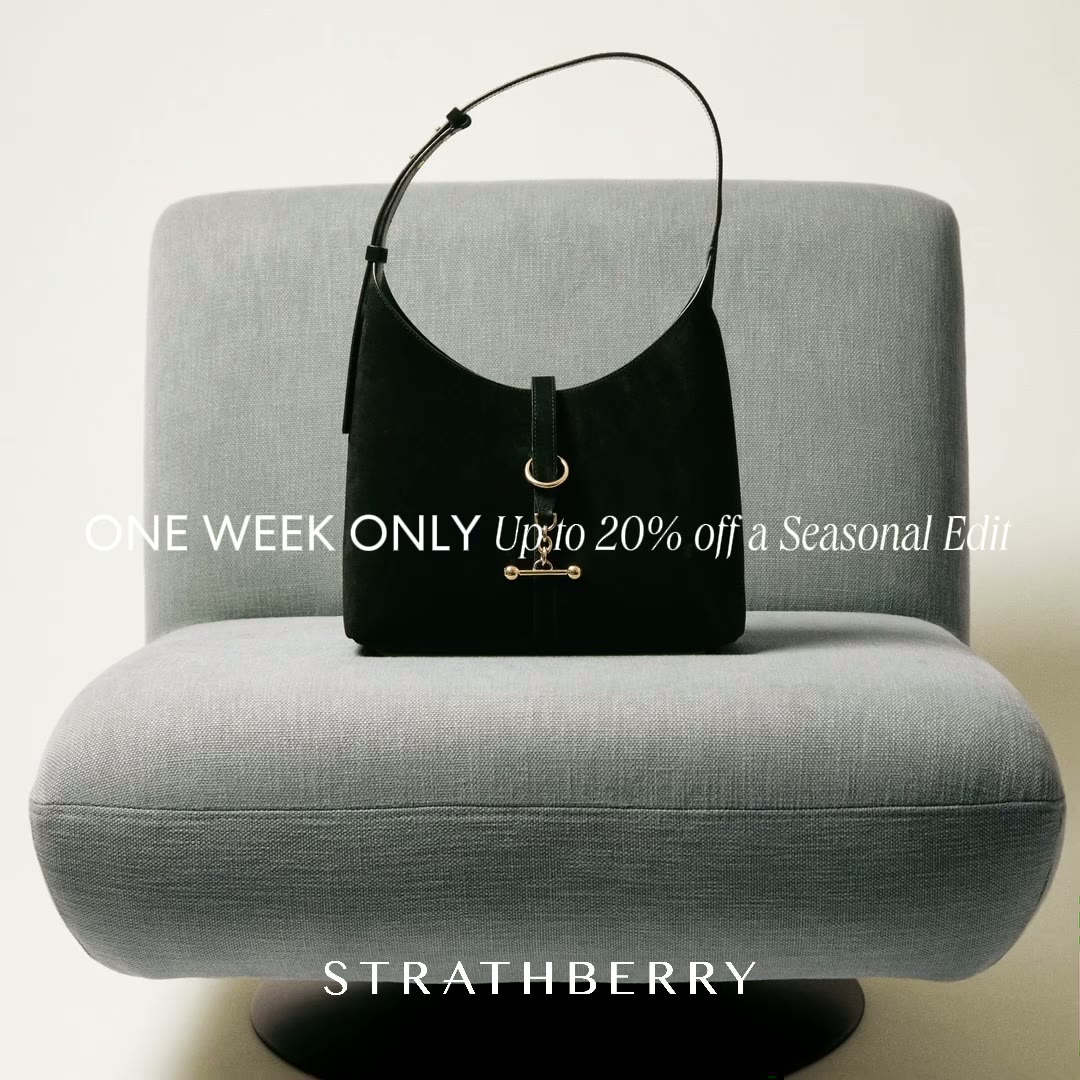 Strathberry — black handbag ad still