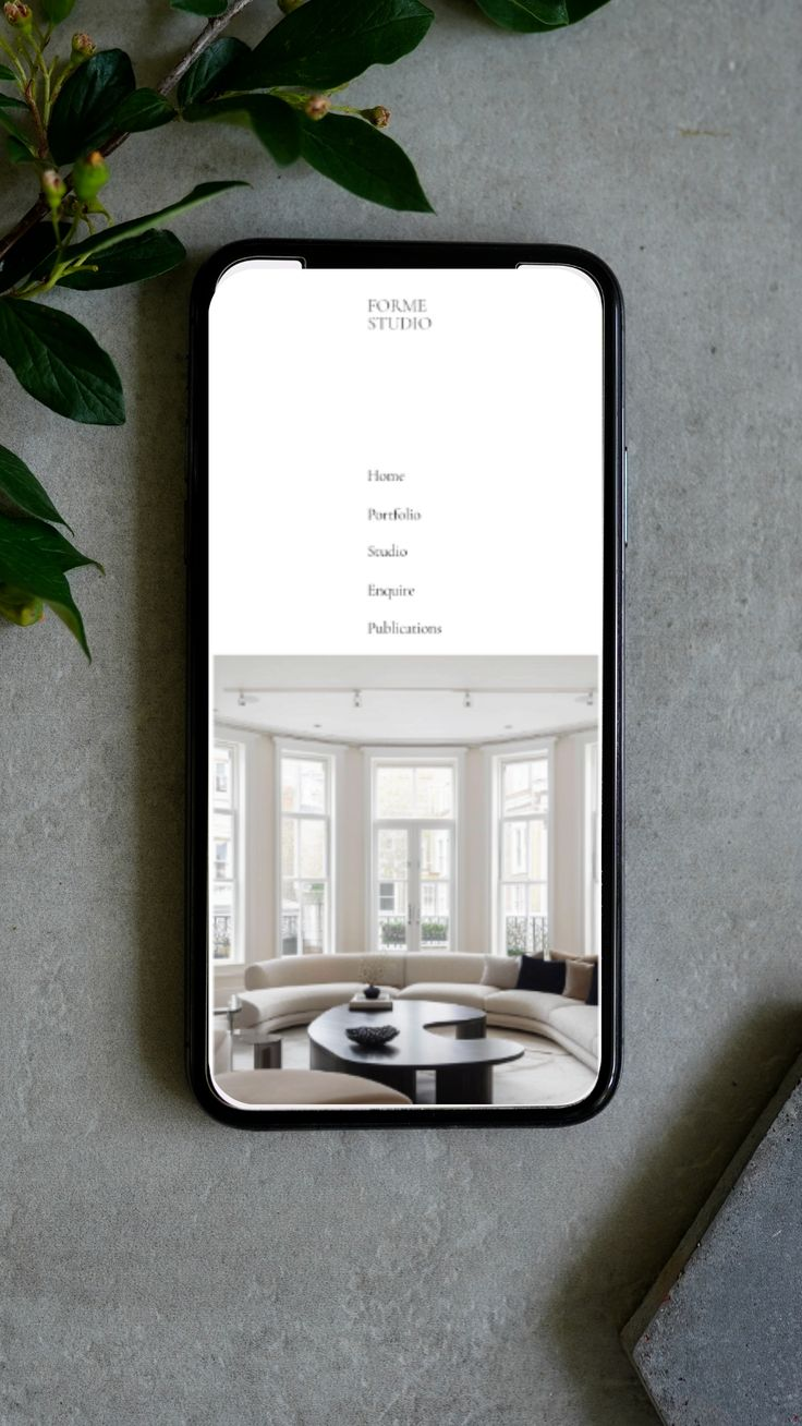 Mobile navigation design for a studio brand
