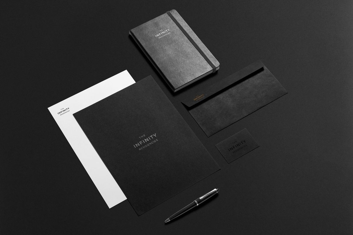 Printed brand stationery in black