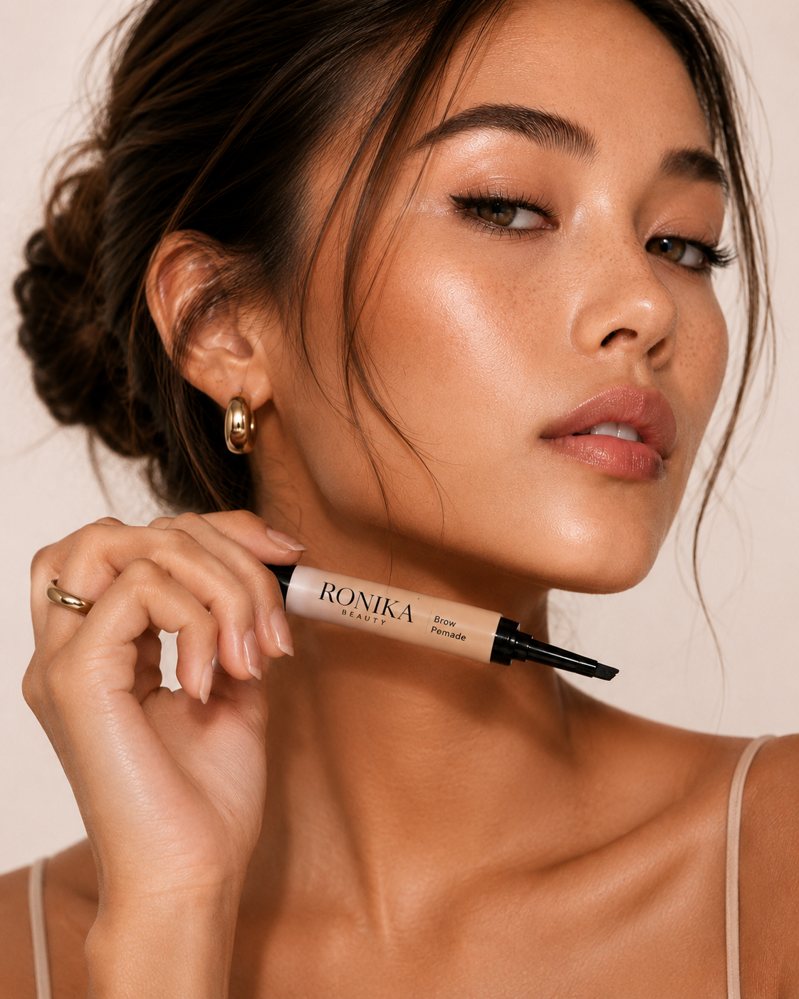 Ronika Beauty brow pomade campaign imagery
