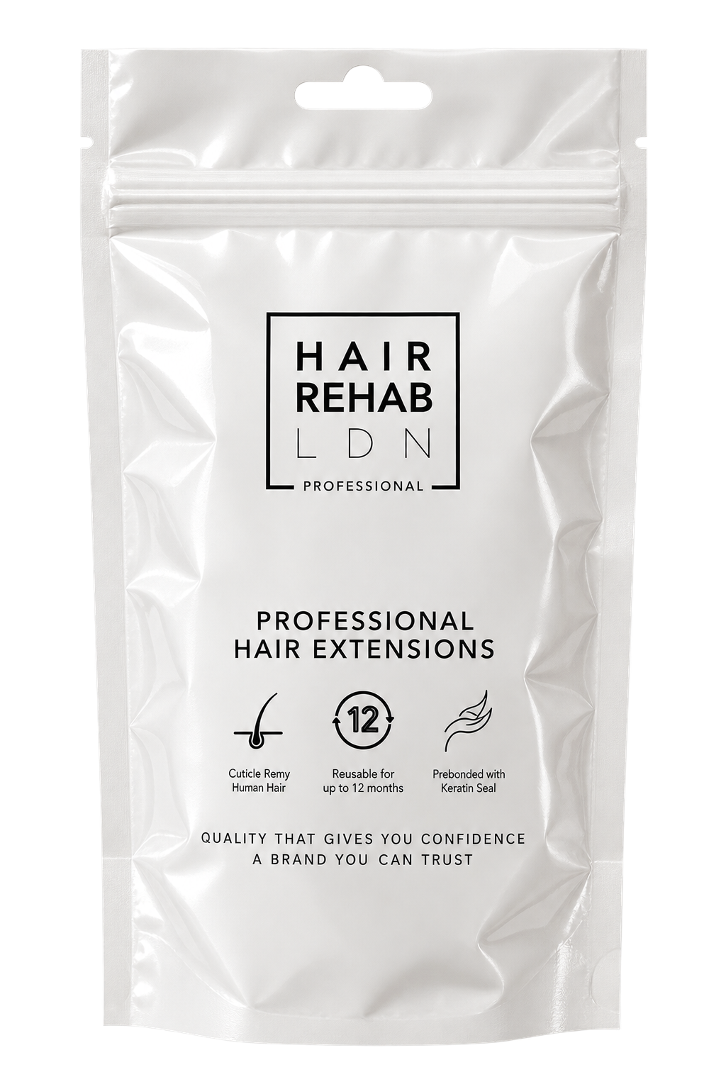 Hair Rehab London professional hair extensions packaging