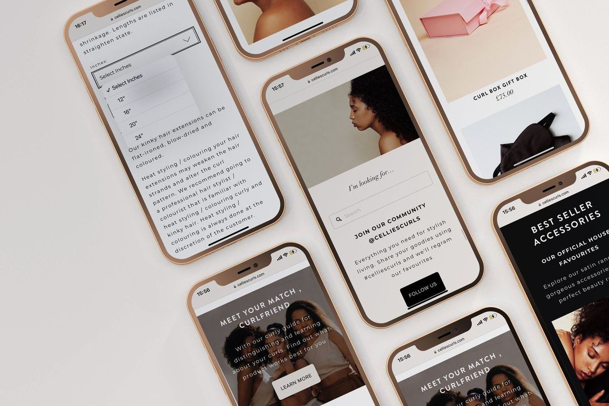 Ecommerce brand design across mobile screens