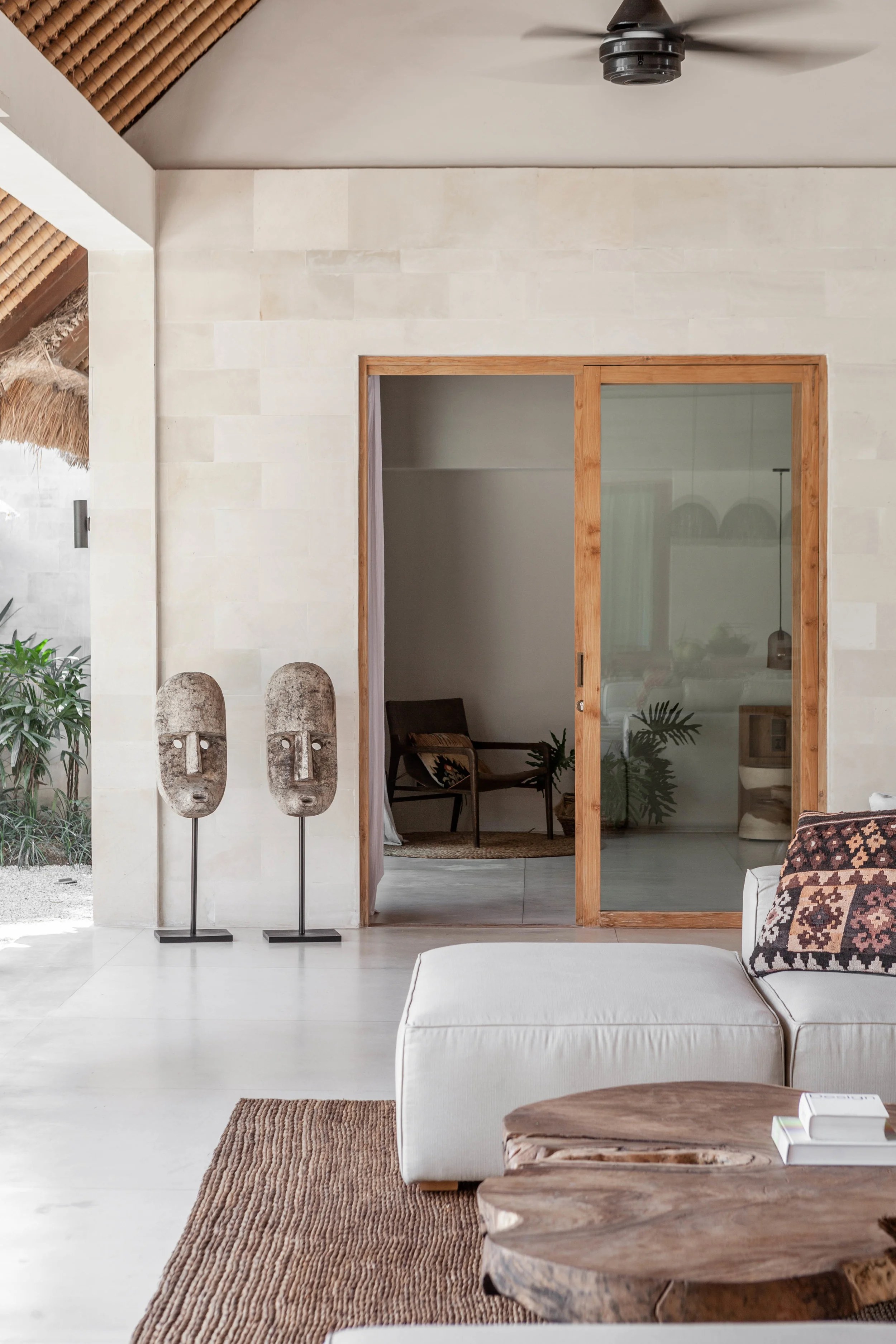 Villa Massilia — ensuite bathroom with terrazzo and black tapware
