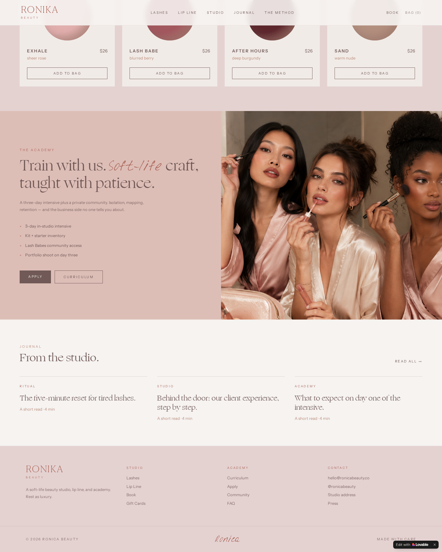Ronika Beauty — journal and community section