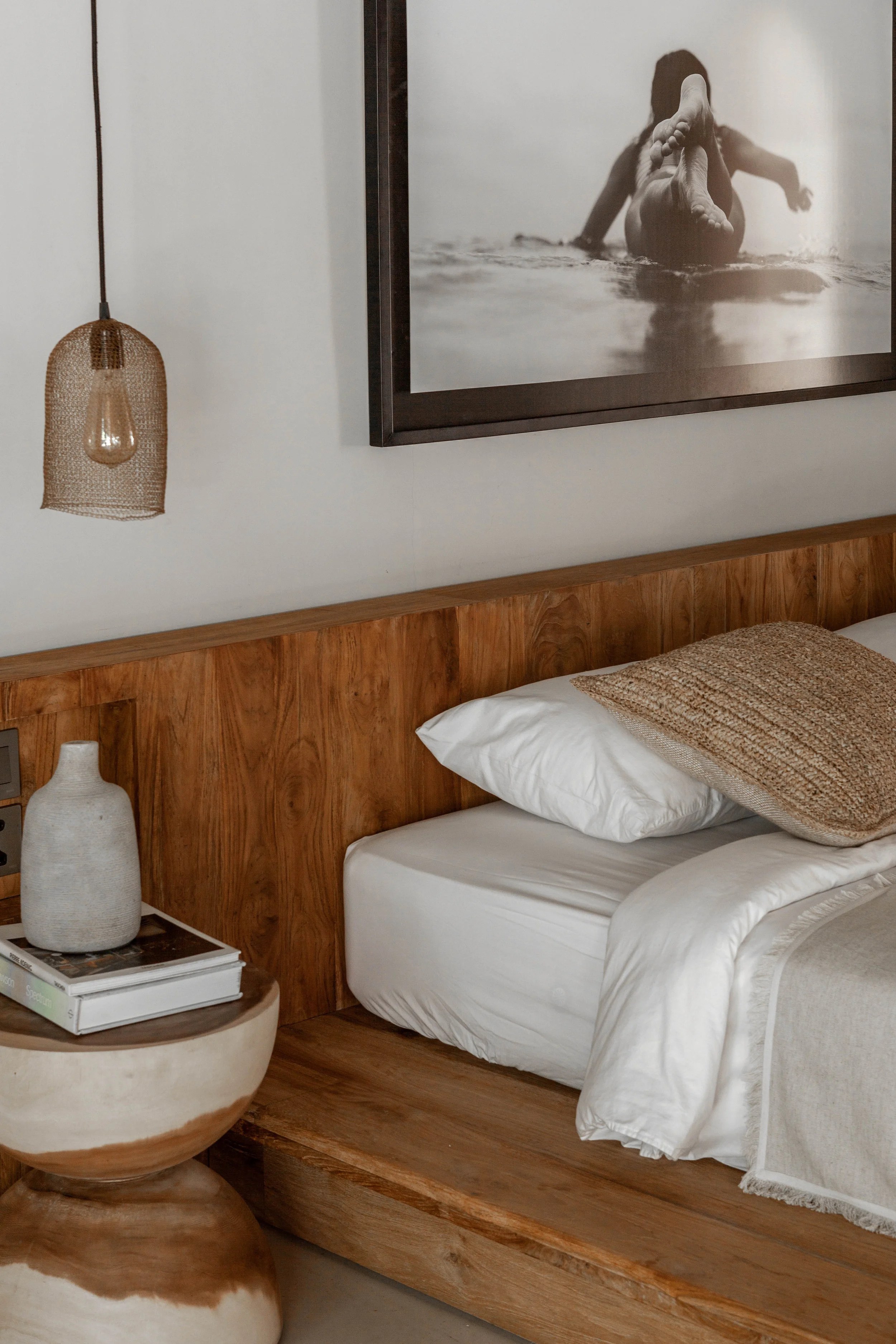 Villa Massilia — interior detail, teak and stone