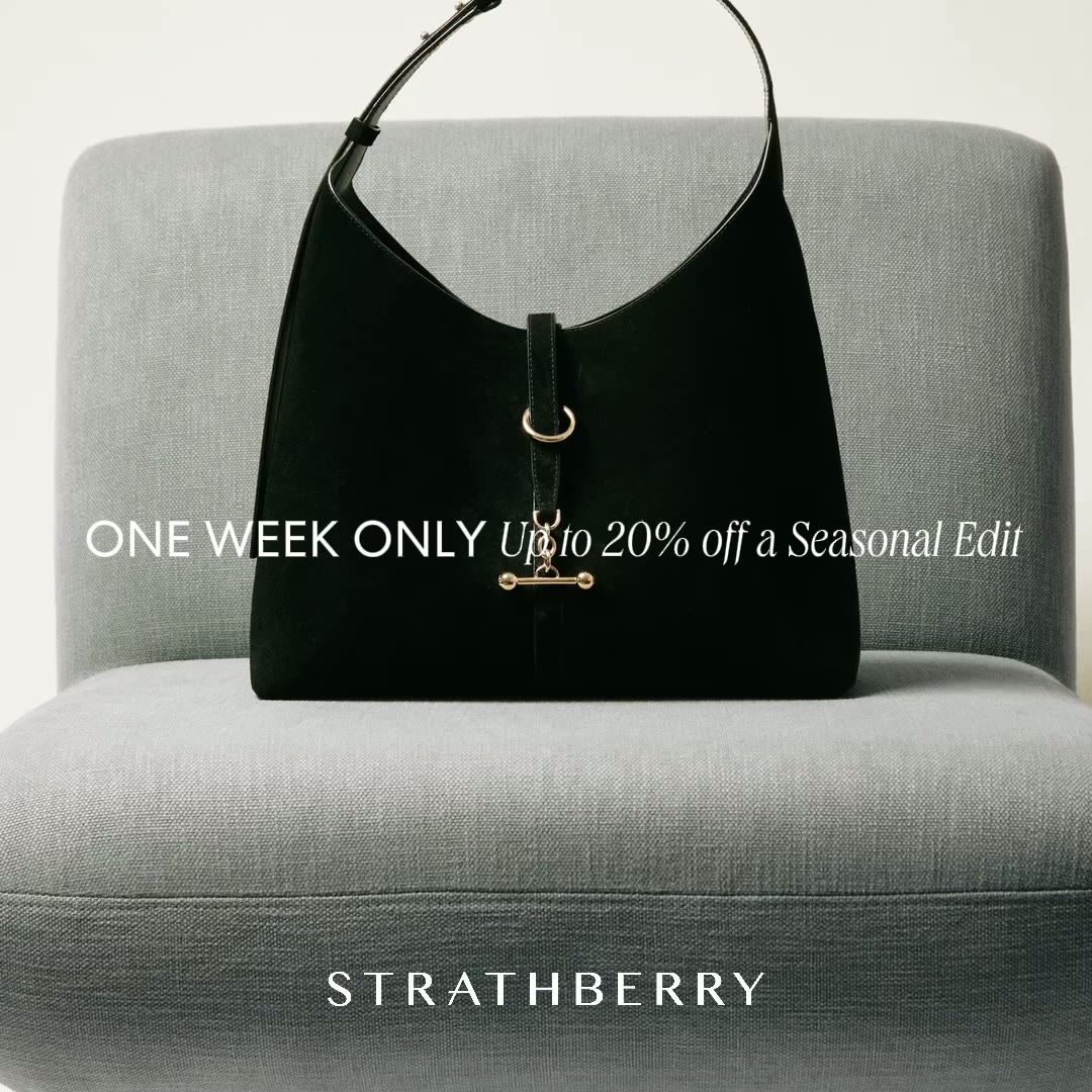 Strathberry — black handbag close-up still