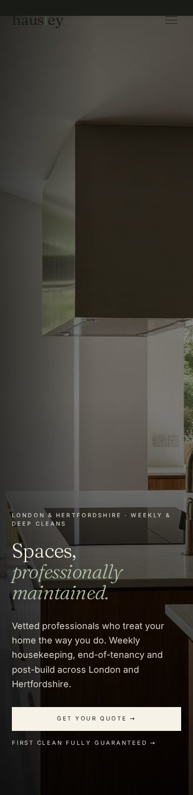 Hausley Group — homepage mobile