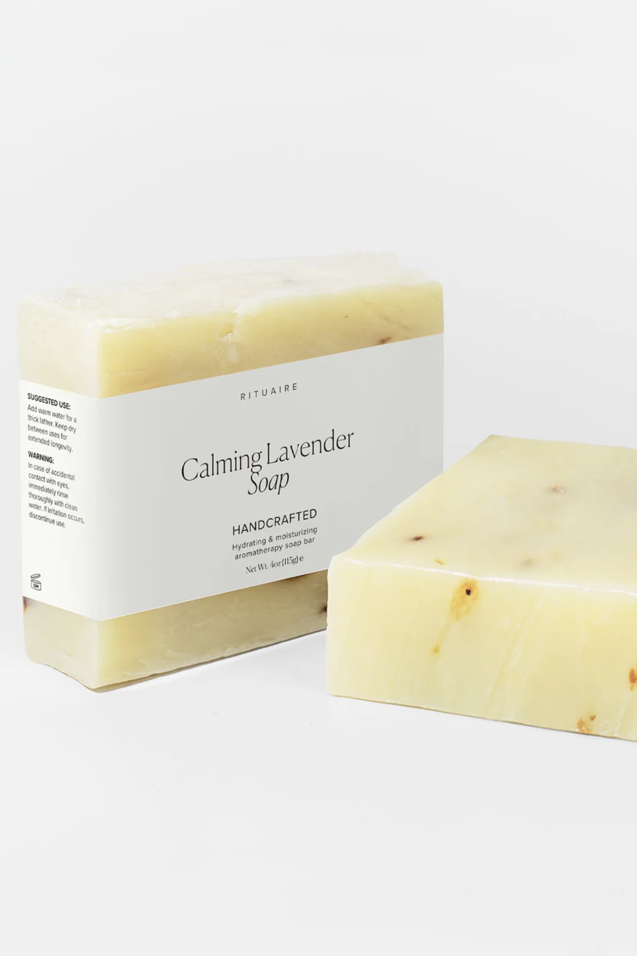 Rituaire Calming Lavender — wrapped and unwrapped bars